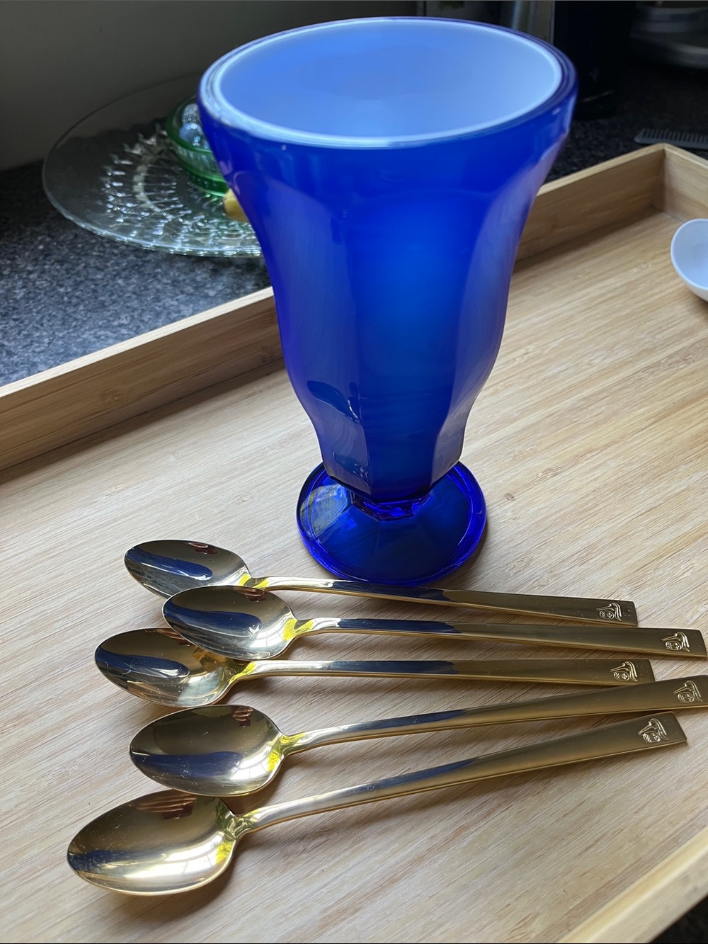 Petro‑Canada Olympic EP Brass Parfait Spoons • Set of 5 • Late 80s/Early 90s